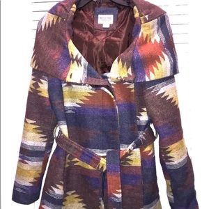 MOSSIMO Tribal/Aztec/BOHO peacoat with hood